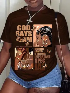 Women's Butterfly & Letter Print Round Neck Tee, Fit Fashion Casual Streetwear Crew Neck T-shirt for Daily Holiday Vacation Outdoor Wear, Ladies Clothes for All Seasons