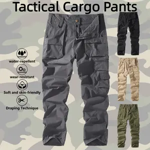 Men's Tactical Cargo Pants, Water-Resistant Multi-Pocket Work Trousers, Wear-Resistant Outdoor Hiking Pants for Tactical, Camping & Daily Use