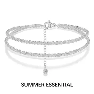 Dainty Layered Anklet for Women Adjustable Double Chain Anklet Gold Silver Minimalist Waterproof Tarnish Resistant Hypoallergenic Beach Summer Jewelry Foot Chain Graduation Gift for Her