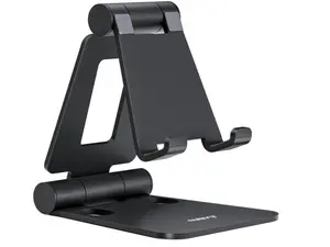 Nulaxy Dual Folding Cell Phone Stand, Fully Adjustable Foldable Desktop Phone Holder Cradle Dock Compatible with iPhone 17 16 15 14 13 12 11 Pro Max Xs Xr X 8, Nintendo Switch, All Phones