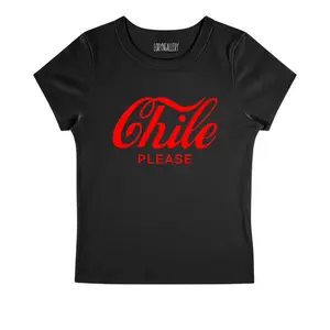 “Chile please” baby tee – viral women’s baby tee • trendy Y2K aesthetic crop top • edgy graphic fitted tee