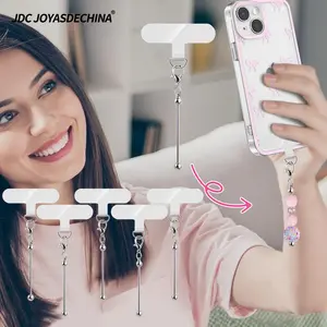 6pcs/12pcs/24pcs beadable mobile phone chain, transparent spacer and beadable mini keychain