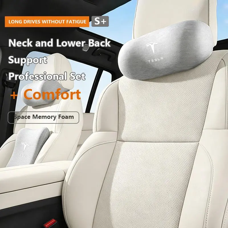 2026 New For Tesla Model Y Juniper Standard Model 3 Highland 2026 2025 Accessories Ice Silk Breathable Headrest Neck Pillow Waist Pillow