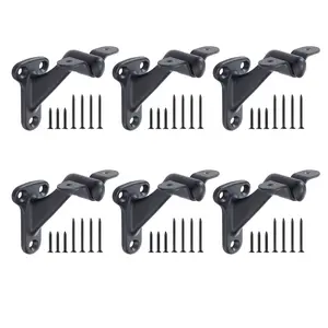 VEVOR Handrail Hardware Bracket, 6 Packs Heavy Duty Hand Rail Brackets, Flexible Angle Adjustment & Easy Install, Stair Railing Hardware for Stairways Handrail, Staircase,Matte BlackSummervibes