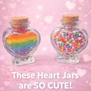 2 Heart Shaped Glass Jar with Cork Lid