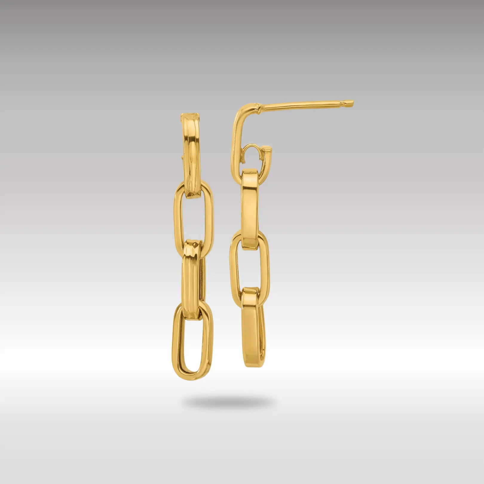 14K Gold Leslie's Polished Link Dangle Post Earrings - Model LE2625