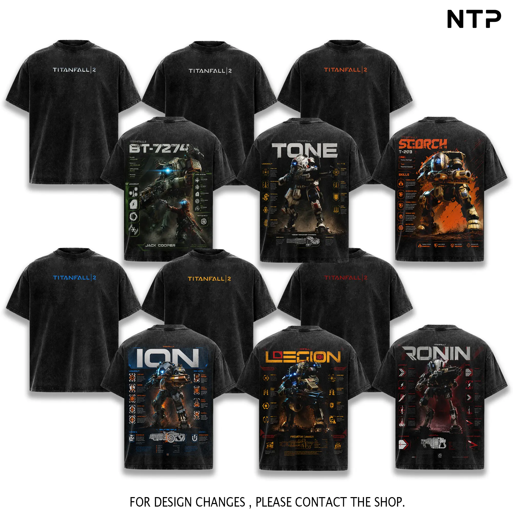 [Collection] TITANFALL 2 Game Washed T-Shirt Oversize Acid Washed Vintage Black Graphic Tee Casual Double Printed Titan Mecha Robot Streetwear Menswear Top Cotton Hoodie Print Straight Tee Gift For Gamer Gift For Titanfall Fan T-Shirt