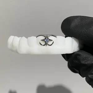 Custom 925 Sliver Blue Moissanite Teeth Grillz