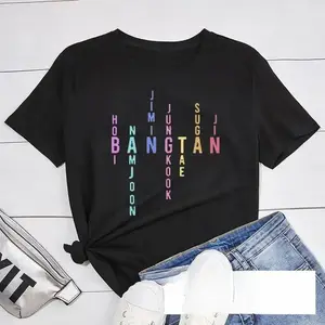 New letter printed T-shirt for women's casual fashion Korean version T-shirt for women's round neck Harajuku Y2K T-shirt top