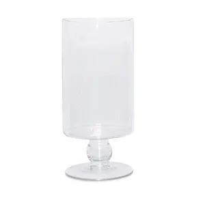Large 11.6-Inch Clear Hurricane  Pedestal Vase – Ideal for Weddings, Timeless Events, and Home Décor | Elegant Glass Centerpiece for Floral Candle Displays
