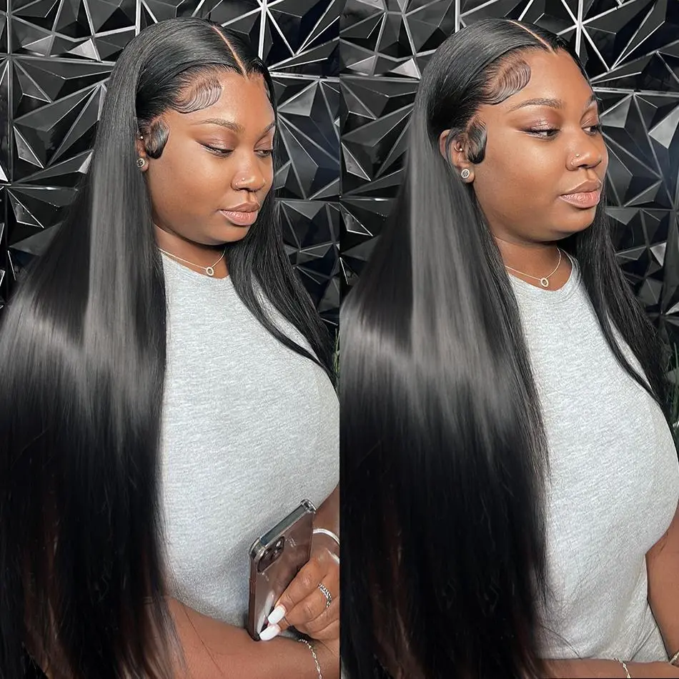 Bling Hair 13x6 Straight Lace Frontal Wig Brazilian 13x4 Lace Front Wig Human Hair 30 32Inch Bone Straight Transparent Lace Human Hair Wigs Brazilian Lace Wigs for Women On Sale 180 Density Natural Color