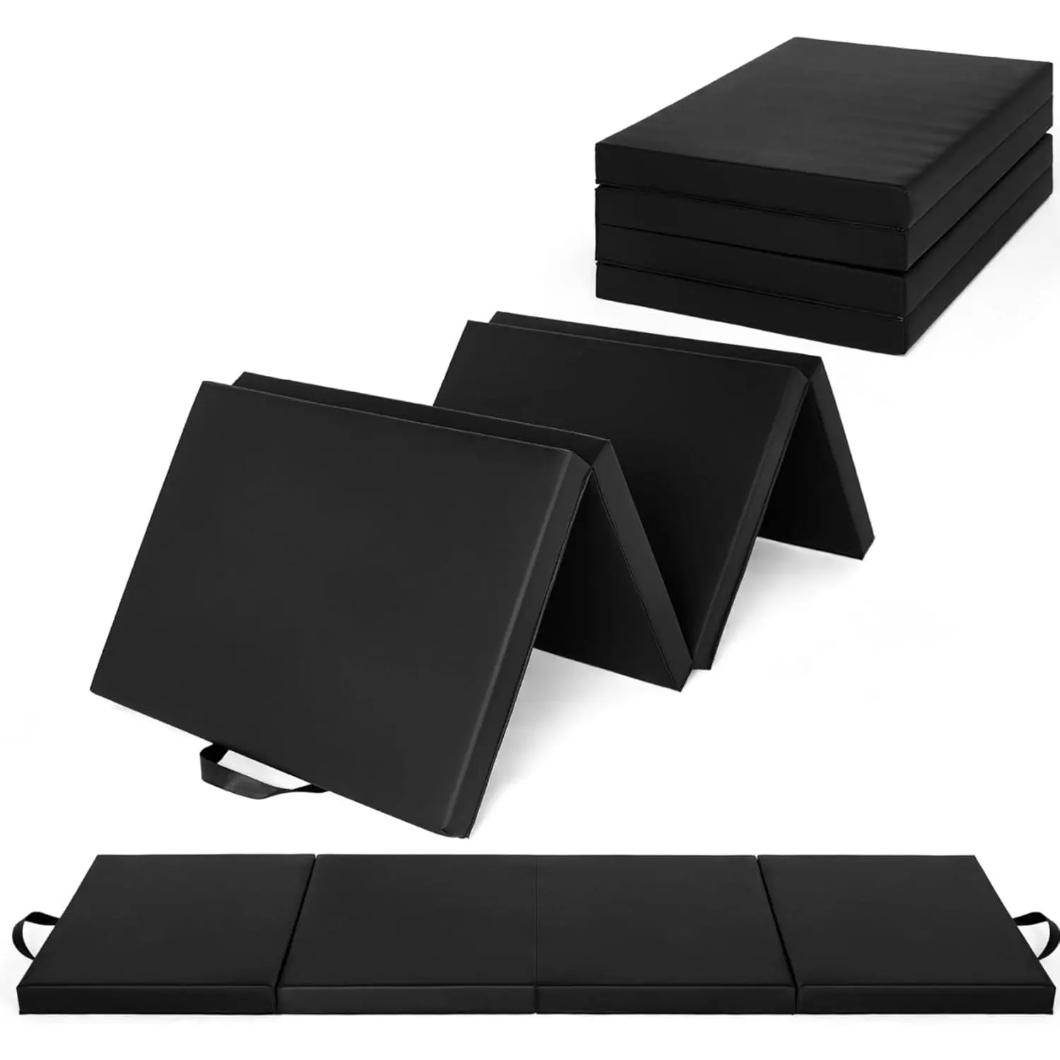 Four-Folding Gymnastics Mat, 6x2Ft 2inches Thick Portable Exercise and Tumbling Pad for Home Gym, Pilates, Aerobics and Martial Arts Training