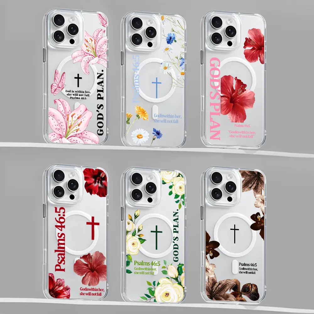 Christian Psalms 46:5 Cross phone case for iPhone 17/16/15/14/13/12/11/XS/Pro Max/Plus/AIR,Magnetic Bibical Cross Case Compatible with MagSafe,for Samsung S26/S25/S24/S23/S22/PLUS/ULTRA/FE/A56/A54,Wireless Slim Clear Phone Case Shockproof Protective Cover