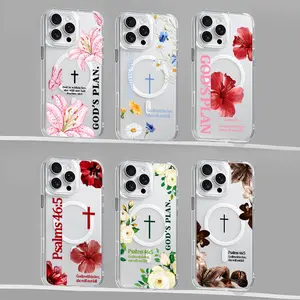 Christian Psalms 46:5 Cross phone case for iPhone 17/16/15/14/13/12/11/XS/Pro Max/Plus/AIR,Magnetic Bibical Cross Case Compatible with MagSafe,for Samsung S26/S25/S24/S23/S22/PLUS/ULTRA/FE/A56/A54,Wireless Slim Clear Phone Case Shockproof Protective Cover
