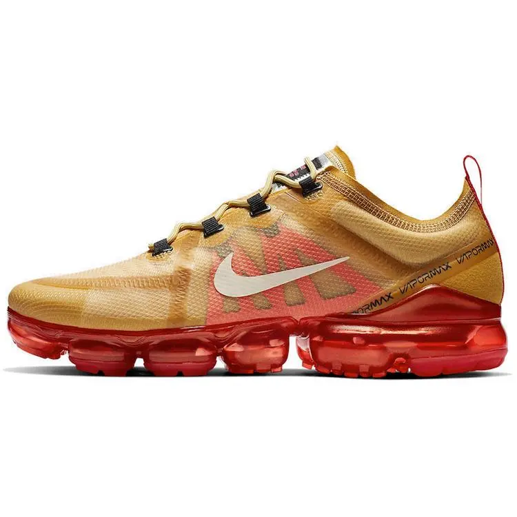 Nike Air VaporMax 2019 Club Gold Ember Glow Versatile Comfort Casual Running Shoes Unisex AR6631-701