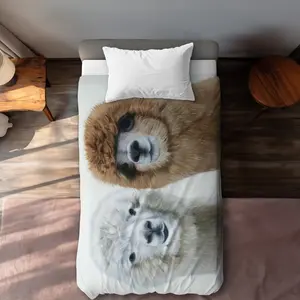 360 Stand Breathable Duvet Set - Decorative Duvet Cover, 2 Llamas Print, Beige, Twin Extra Long Size, Home & Office Use, Stylish Textile Bedding (C1DCTXLWQ89VFE), Comfortable Duvet Covers, Graphic Duvet Covers
