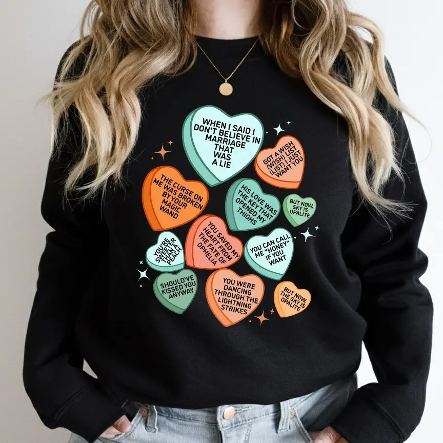Valentine Heart Sweatshirt, Candy Hearts ERA Lyrics Tshirt/Sweatshirt/Hoodie, Valentine Gift for Boyfriend/Girlfriend