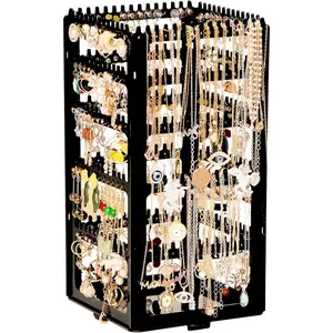 360 Rotating Earring Holder Organizer Stand,5 Tiers Acrylic  Organizers and Stor,Stud Earring Organizers and Stor,228 Holes and 232 Grooves for Earrings Necklaces chain bracelet