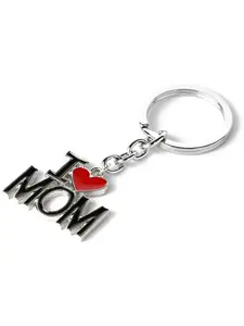 I Love Mama Papa Letter Heart Keychain, Mother's Day Gift, Father's Day Gift, Family Essential, Casual Style, All over Print, Heart Design Keychain, Heart Keyring