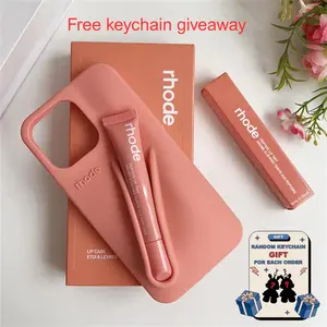 Orange Rhode Lip Gloss Holder Phone Case + FREE Surprise Keychain Giveaway, Viral Silicone Lip Tint Must Have