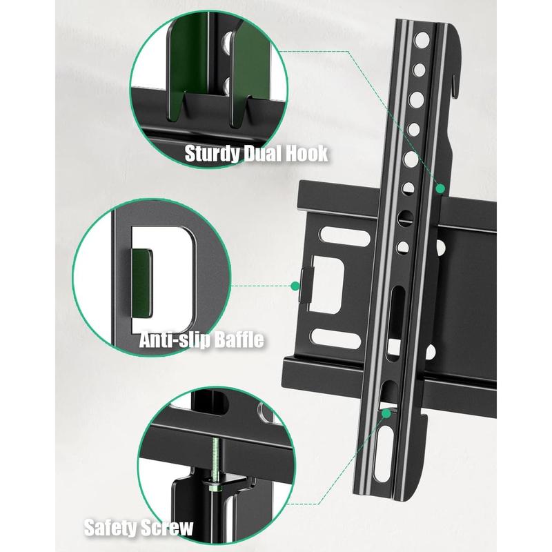 Fixed TV Wall Mount for 14-43 Inches Flat Screen TVs, Low Profile TV Mount Bracket Hold Up 55lbs, Wall Mount Bracket Flush Mount Space Saving, Max VESA 200x200mm