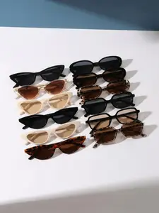 12 Pairs Fashion Multi-Color PC Frame Sunglasses Set, Cat Eye, Oval, Square Frames, Uv400, Ideal for Commuting, Camping, Travel, Parties