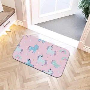 Cartoon Unicorn Rug Design, Vivid and Fun, Adds Vitality and Cuteness, Suitable for Bedroom and Study, Premium Flannel Material