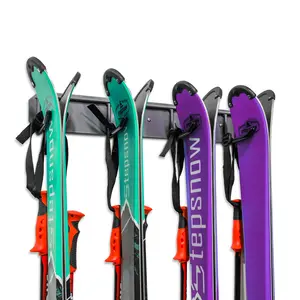 RaxGo Ski Storage Rack - Wall Mounted Ski Rack for 4 Pairs of Skis, Skiing Poles, or Snowboards