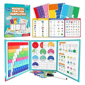 Magnetic Fraction Educational Puzzle, Magnetic Fraction Demonstration Book with Fraction Tiles & Circles, Montessori Fraction Manipulatives for Elementary School, Maths Learning Toys for Kids