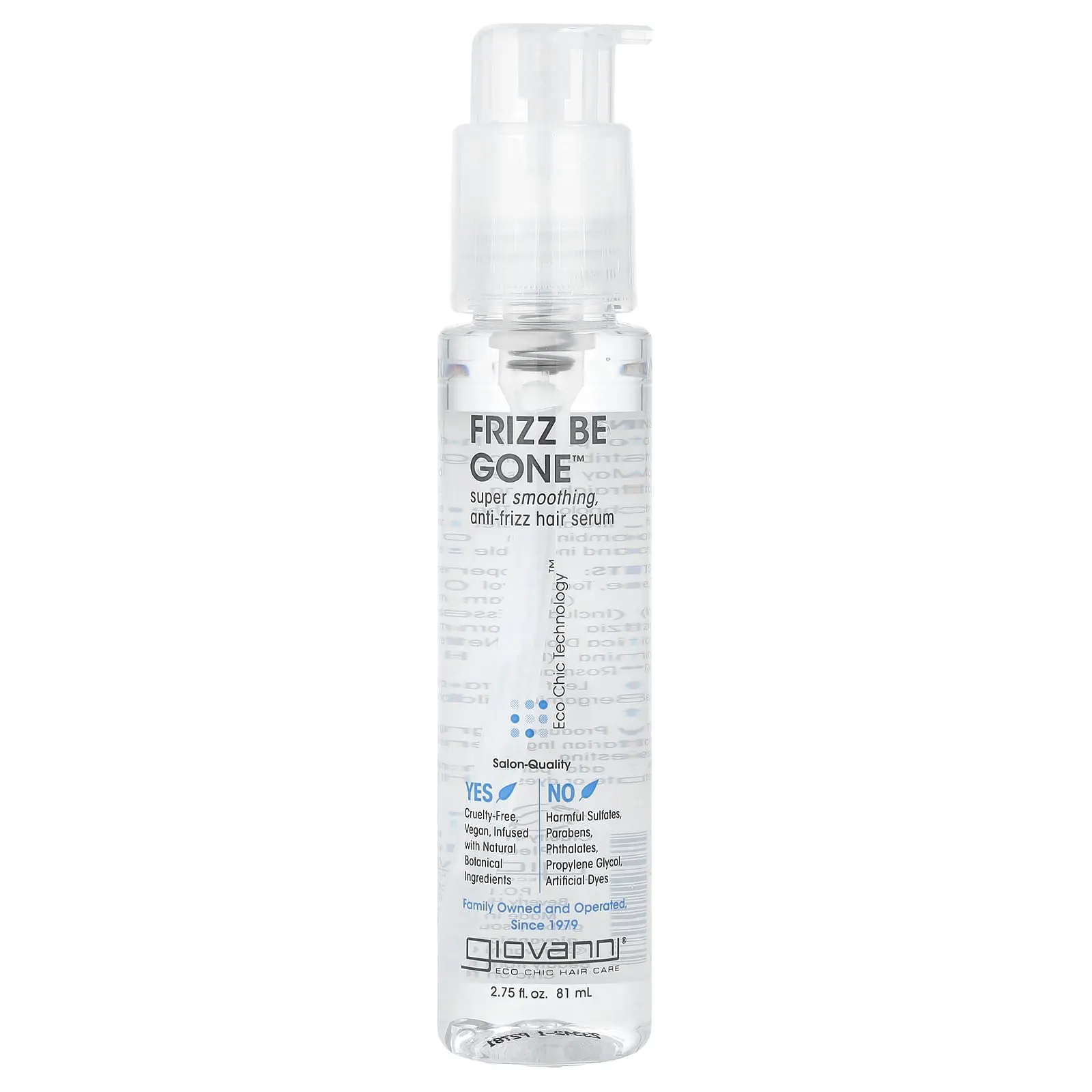 Giovanni Frizz Be Gone™, Super Smoothing, Anti-Frizz Hair Serum, 2.75 fl oz (81 ml) Giovanni Frizz Be Gone™, Super Smoothing, Anti-Frizz Hair Serum, 2.75 fl oz (81 ml)