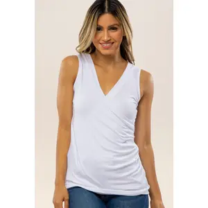 White Crossover Ruched Nursing Tank