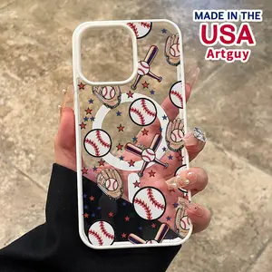 Magnetic Phone Case for iPhone 16 15 Pro Max 14 Plus 16E 13 12 11 X XS XR Baseball design Pattern TPU Shockproof Anti-Scratch Stylish Smartphone Cover