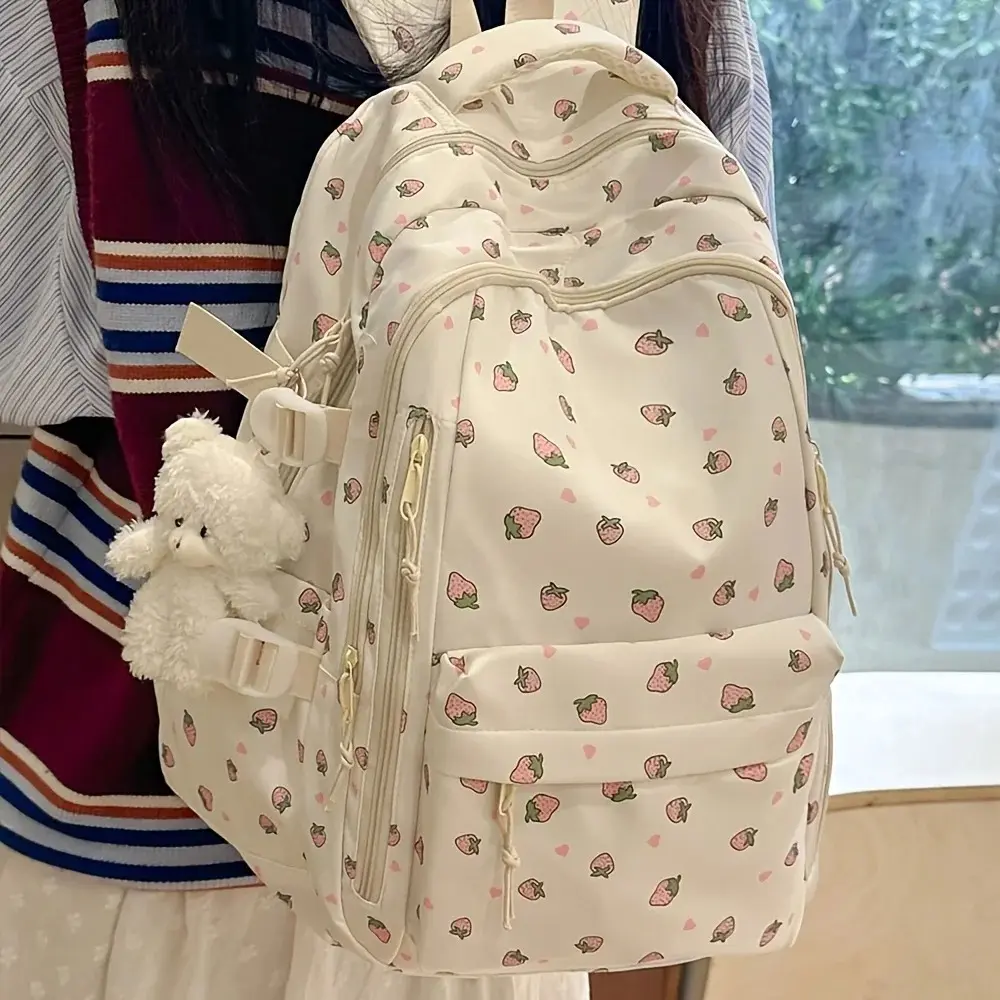Nylon Japanese Style Floral Print Backpack - College School Bag for Girls Lightweight Travel Backpack Women