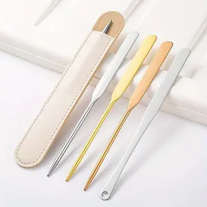 1pc Stainless Steel Makeup Mixing Spatula - Fragrance-Free, Multi-Use for Nail Art & Foundation Blending