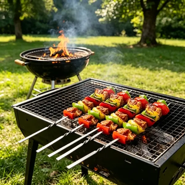 12 Pack 14 Inch Flat Stainless Steel BBQ Kabob Skewers, Wide Reusable Metal Shish Kebab Sticks for Grilling Meat, Shrimp, Chicken and Vegetables,Griddle