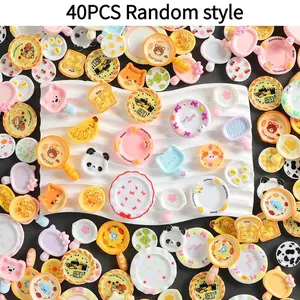40pcs Cartoon Miniature Plates, Realistic Food Playset, DIY Resin Accessories, Landscape Decoration Materials, Craft Supplies