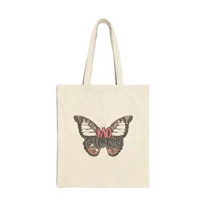 Canvas Tote Bag Pink Grey Logo Mo Finds Butterfly Design - Versatile and Stylish Storage for Everyday Use
