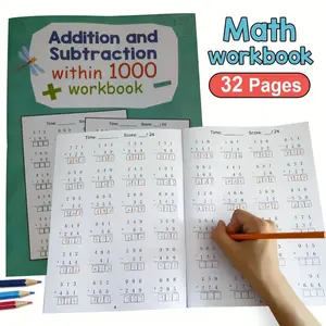 Math Workbook for Kids, 32 Pages Addition Subtraction Practice, Ideal for Early Math Skills Development, Children Education Activity, Learning Materials, Mathematical Skills
