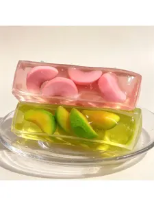 Long Fruit Series Squishy Stress Relief Toys - Watermelon, Yellow Peach, Melon, Ice Cube-Shaped Reusable Jelly Fidget Toys for Infinite Squeezing
