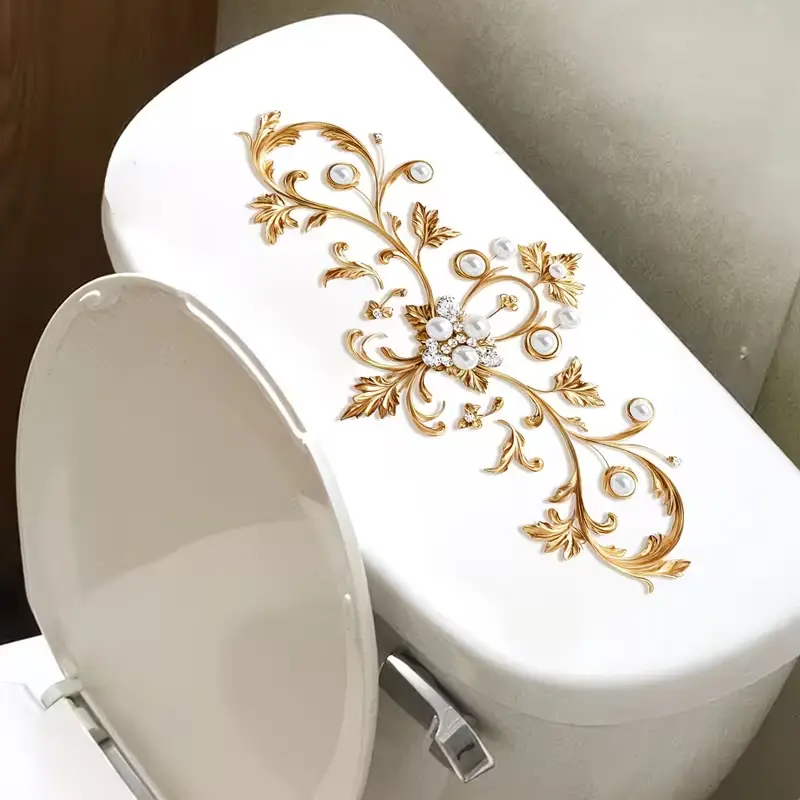 Luxury Rhinestone Toilet Lid Decorative Vinyl Sticker, Home Decor Home Supplies Accessory, Ideal Gift for Bathroom Upgrade