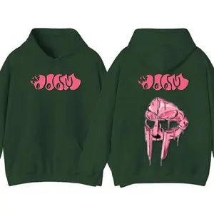Mf Doom Hoodie, Hip Hop Music Rapper Hoodie, Men's Madlib Madvillain Double Short Sleeve Hoodie, Double Sided Graphic Shirt, Male Loose Hip Hop Shirt