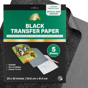 Graphite Transfer Paper - 20" x 36" - 5 Sheets - Waxed Carbon Paper for Tracing -  (Black)