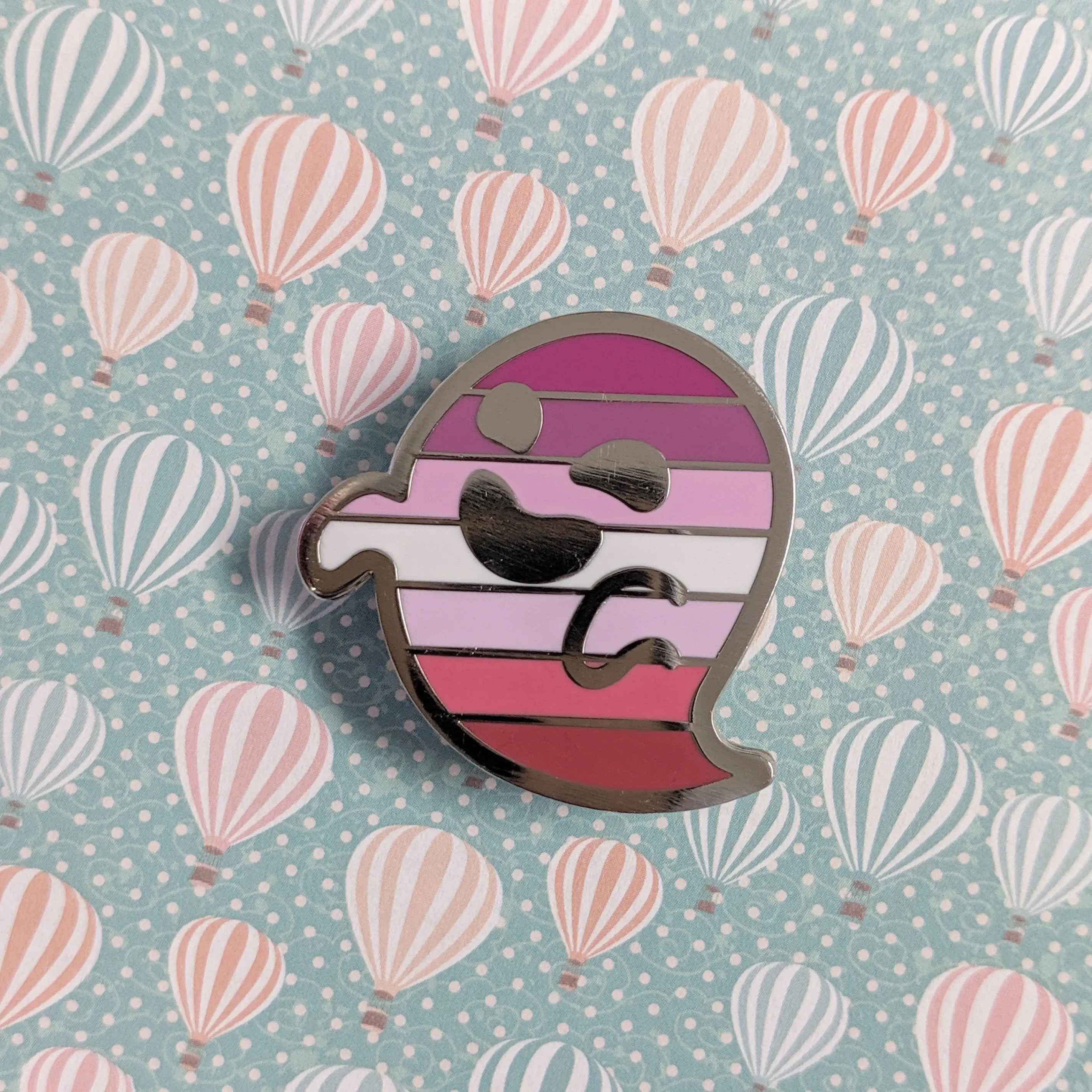 Eidolesbian Ghost Hard Enamel Pin, 35 mm Character Art Collectibles from the Gaysper and Friends Collection, No AI Created, Brooch, Graphic, Rainbow Ghost, Lesbian Pride, Metal, Ghost Shape