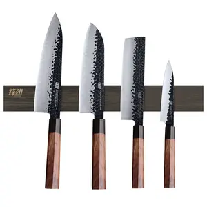 FINDKING Ash Wood Magnetic Knife Strip, Magnet Utensil Holder for Wall, Refrigerator, Wooden Rack for Kitchen Knives, No Drill (Dark Brown, 18 Inches, 16 Inches, 12 Inches, Without Knives) Storage