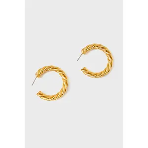 Gold French Twist Large Hoop Earrings