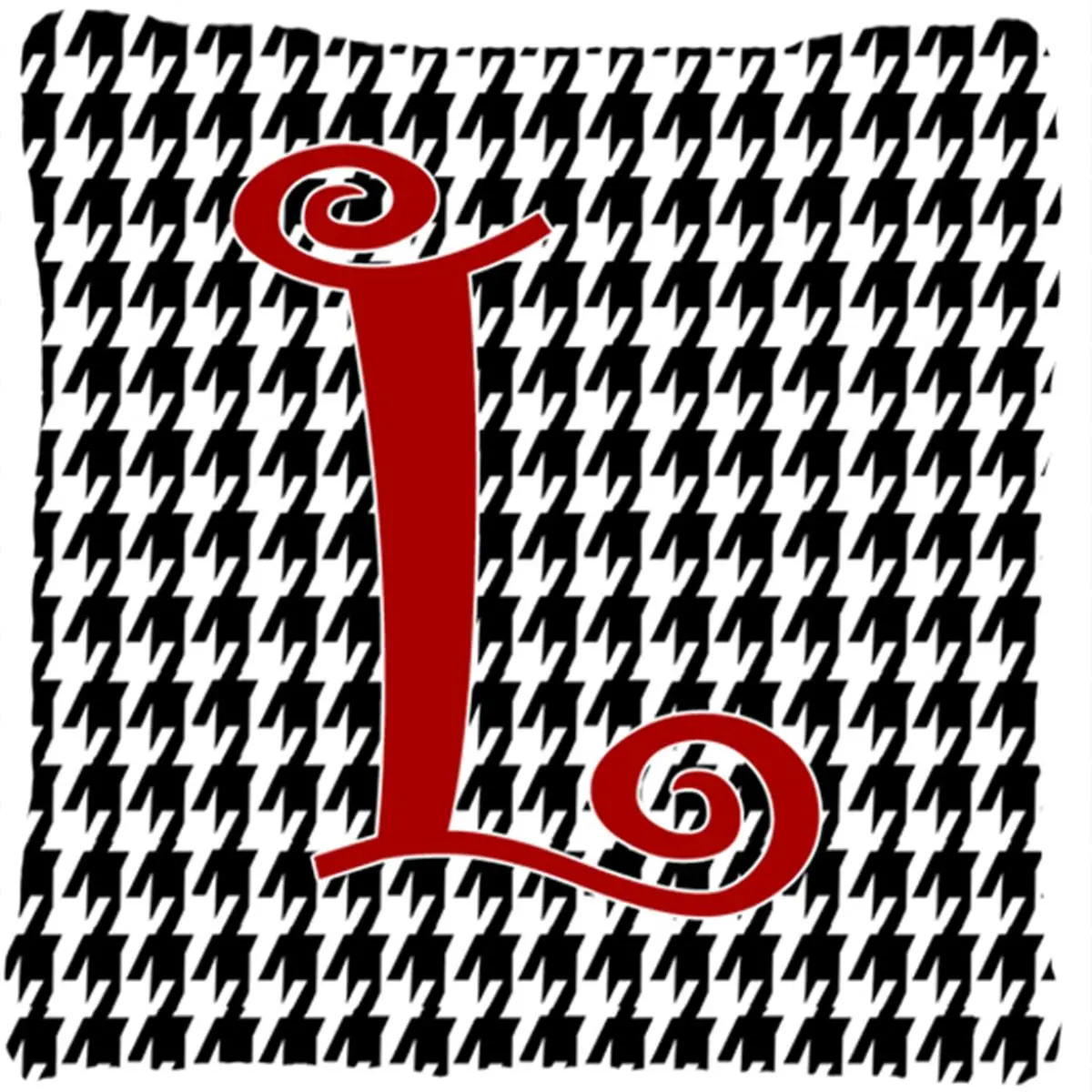 212 MAIN Monogram Initial Letter Lightweight Cushion - 14x14 in. Houndstooth Print Polyester Fabric Pillow, Fade Resistant Black Textile Indoor-Outdoor Soft Furnishing