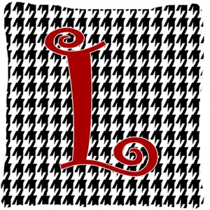 212 MAIN Monogram Initial Letter Lightweight Cushion - 14x14 in. Houndstooth Print Polyester Fabric Pillow, Fade Resistant Black Textile Indoor-Outdoor Soft Furnishing