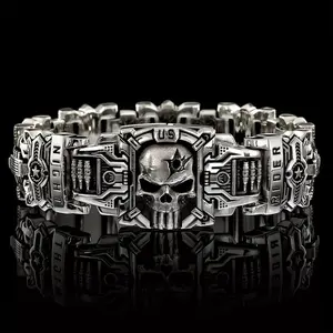 Retro Fashion Domineering Skull Bracelet for Men Punk Rock Charm Rider Bracelets US Street Motorcycle Male Gothic Jewelry