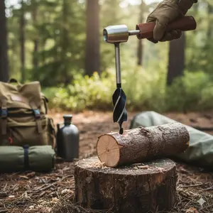 Portable Hand Drill & Wood Splitting Tool Kit: Essential for Camping, Survival, and DIY Projects. Perfect for Outdoor Adventures, Woodworking, and Easy Timber Tasks. Lightweight, Compact Design Ideal for Spring & Summer Seasons.