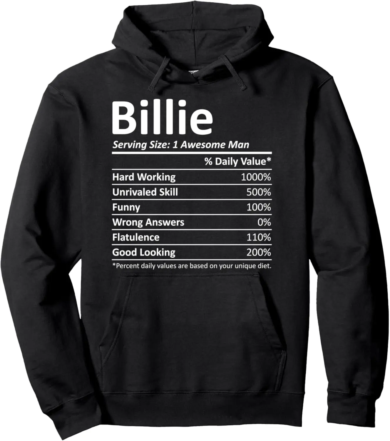 BILLIE Nutrition Funny Birthday Personalized Name Gift Idea Pullover Hoodie
